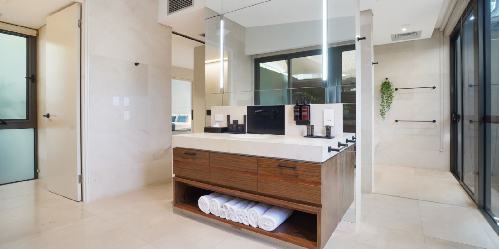 Interior shot of the villa bathroom area.